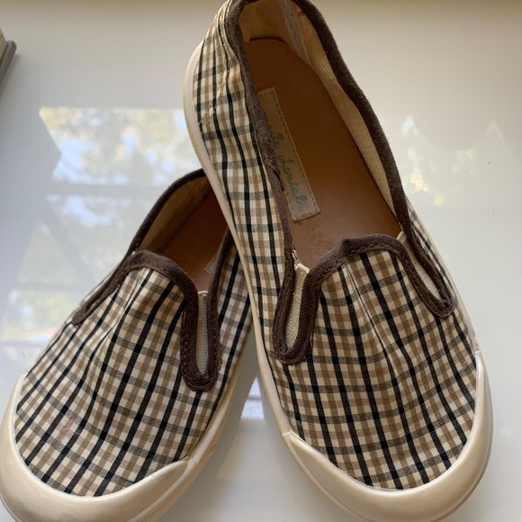 Marie Chantal Designer Kids Plaid Plimsoll Slip on Shoes Size 10 - Picture 1 of 8